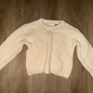 Zara Cream Chunky Knit Crewneck Sweater